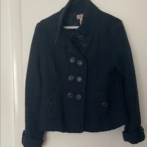 Chic Black Double-Breasted Pea Coat